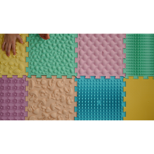 Covoraș de masaj Puzzle Mix Pastel 8 elemente