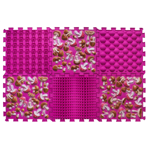 Masážní ortopedické podložky "Puzzle Mix" 6 modulů Růžová houba