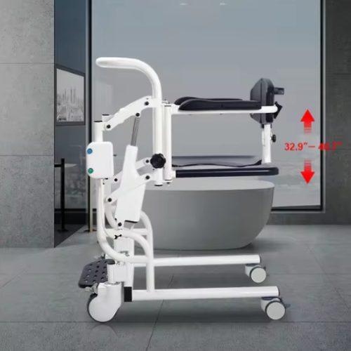 Professioneller Rollstuhl mit elektrischem Lift Toilettenrollstuhl auf Rädern mit Sitzverstellung