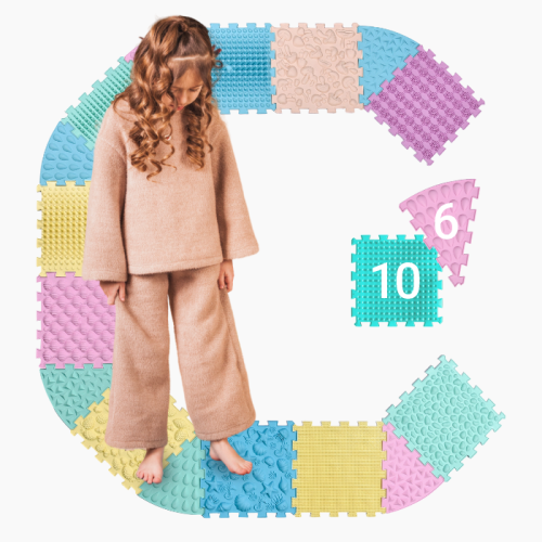 Masážní podložka Ortek Puzzle Mix 10 dílů + 6 sektorů PASTEL