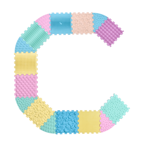 Masážní podložka Ortek Puzzle Mix 10 dílů + 6 sektorů PASTEL
