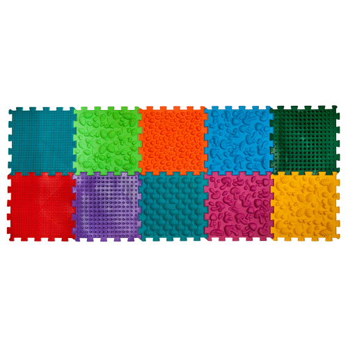Masážní ortopedická podložka Ortek "Puzzle Mix" 10 modulů + Hra "Lesní dobrodružství"